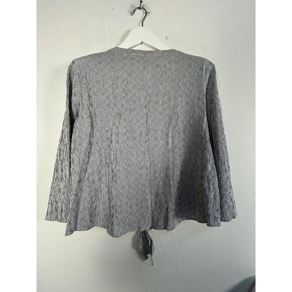 Chico's Womens Button-Front Blue & White Striped Tie-Hem Blouse Size 2 Casual - Picture 2 of 8